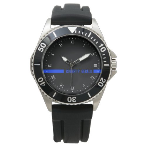 Thin Blue Line Custom Name Stripe Watch