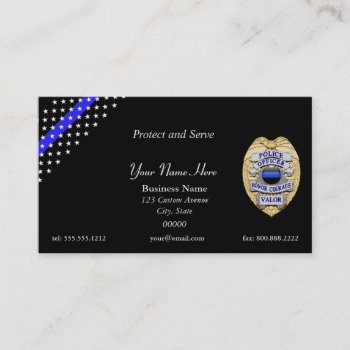 Thin Blue Line Custom Patch And Badge Business Card by DimeStore at Zazzle