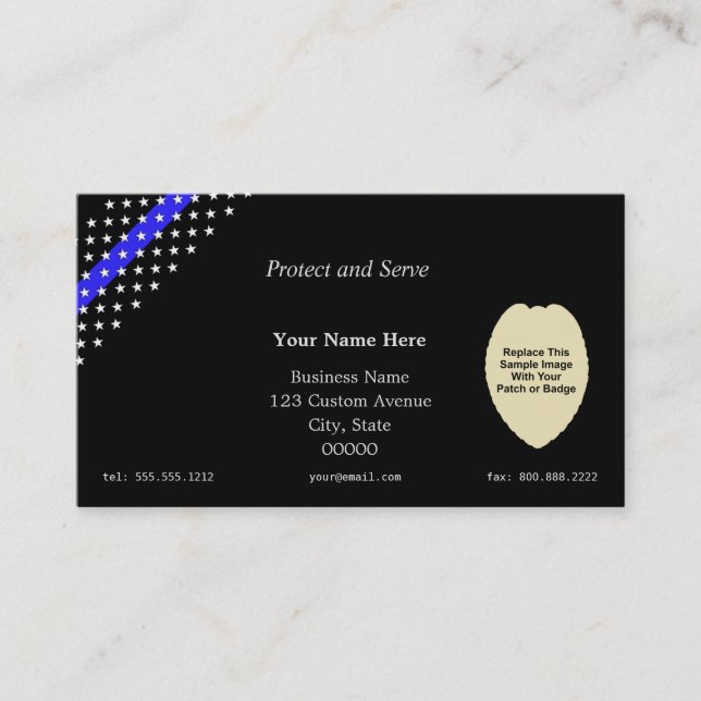 Thin Blue Line Custom Patch Badge Business Card (Front)