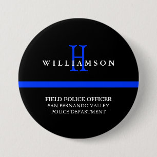 Thin Blue Line Custom Personal Title Pinback Button