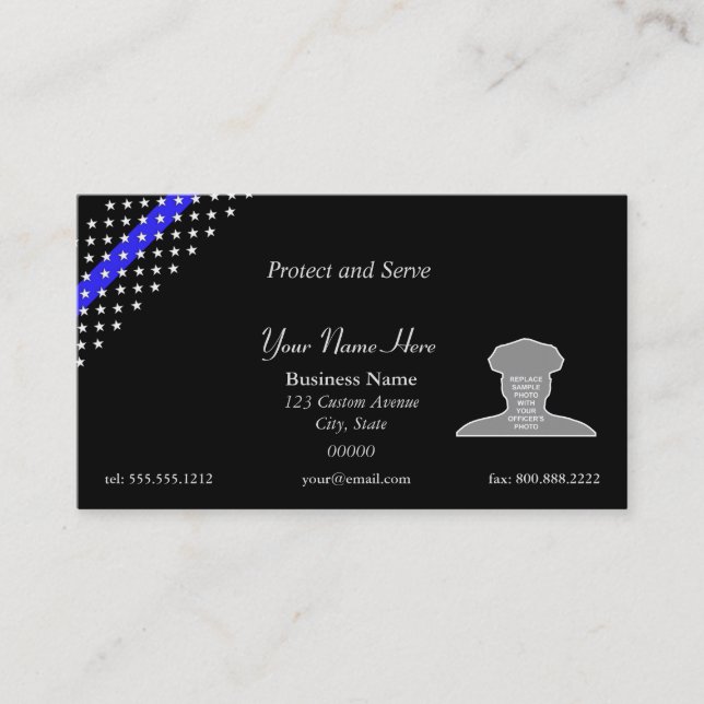 Thin Blue Line Custom Photo Business Card (Front)