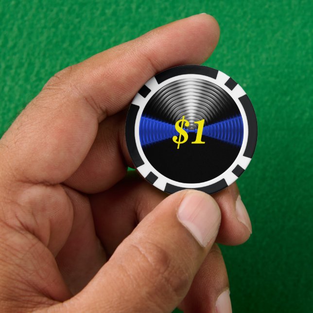 Thin Blue Line Custom Poker Chips (Hand)