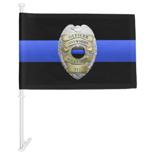 Thin Blue Line Custom Police Badge Funeral Flag