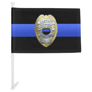 Thin Blue Line Custom Police Badge Funeral Flag