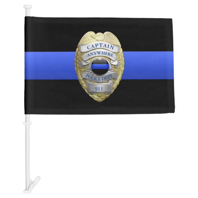 Thin Blue Line Custom Police Badge Funeral Flag (Front)