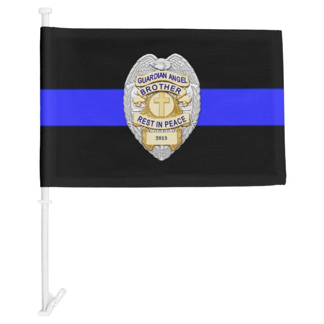 Thin Blue Line Custom Police Memorial Funeral Flag (Front)