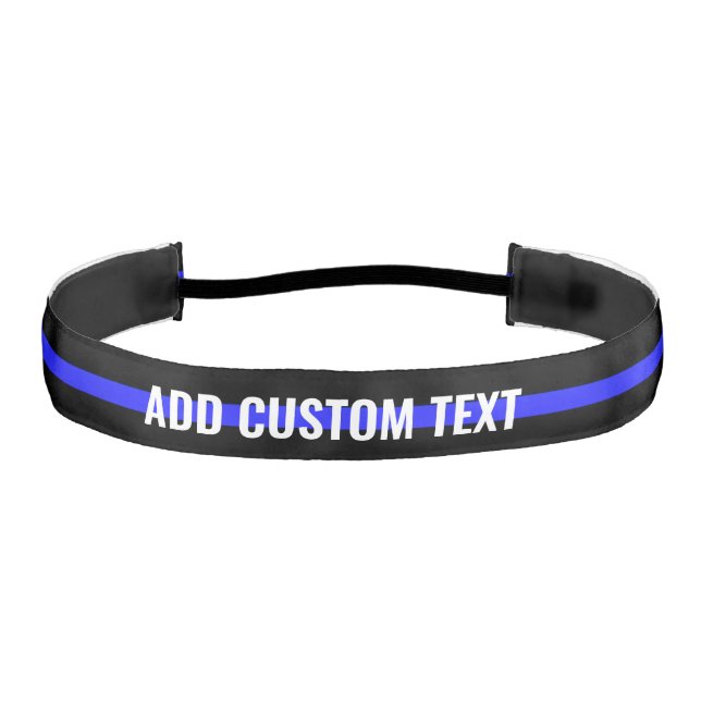 Thin Blue Line Custom Text Athletic Headband (Front)