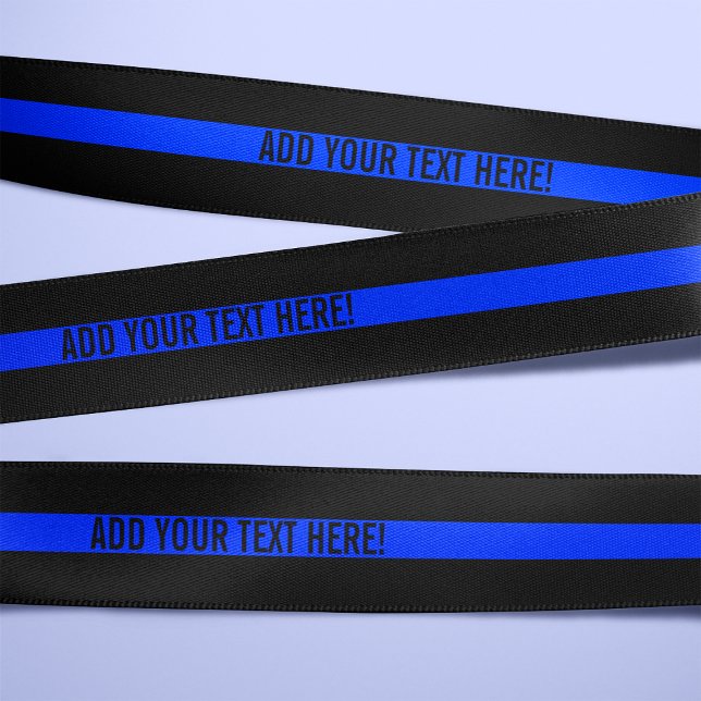 Thin Blue Line Custom Text Ribbon (Creator Uploaded)