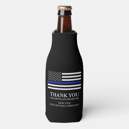 Thin Blue Line Custom Thank You Bottle Cooler