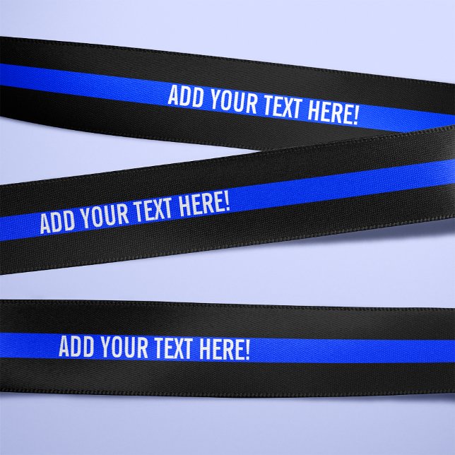 Thin Blue Line Custom White Text Satin Ribbon (Creator Uploaded)
