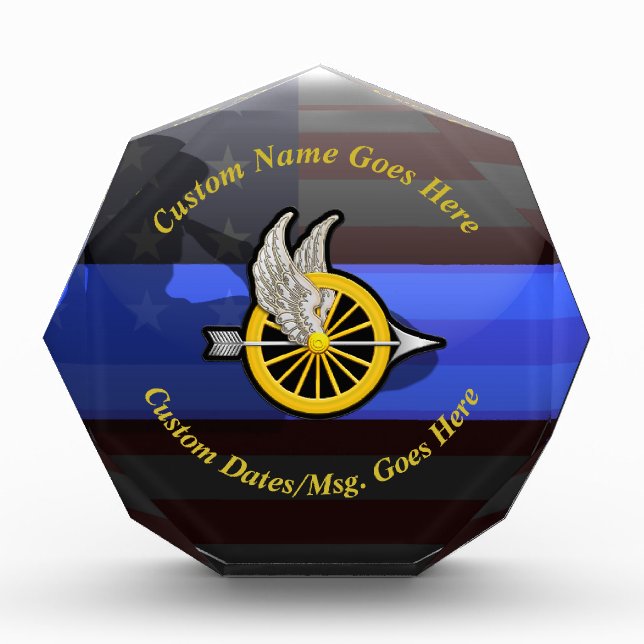 Thin Blue Line Customizable Motor Officer Acrylic Award (Front)