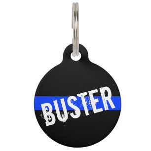 Thin Blue Line Customized Pet Name Pet Name Tag