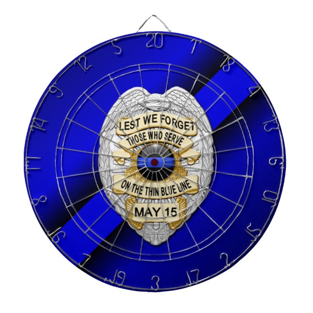 Thin Blue Line Dartboard With Darts (Front)