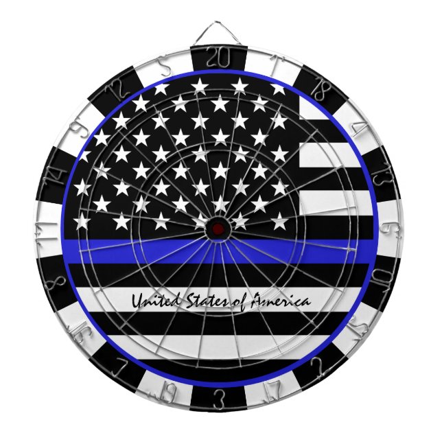 Thin Blue Line Darts & American Flag police / USA Dart Board (Front)