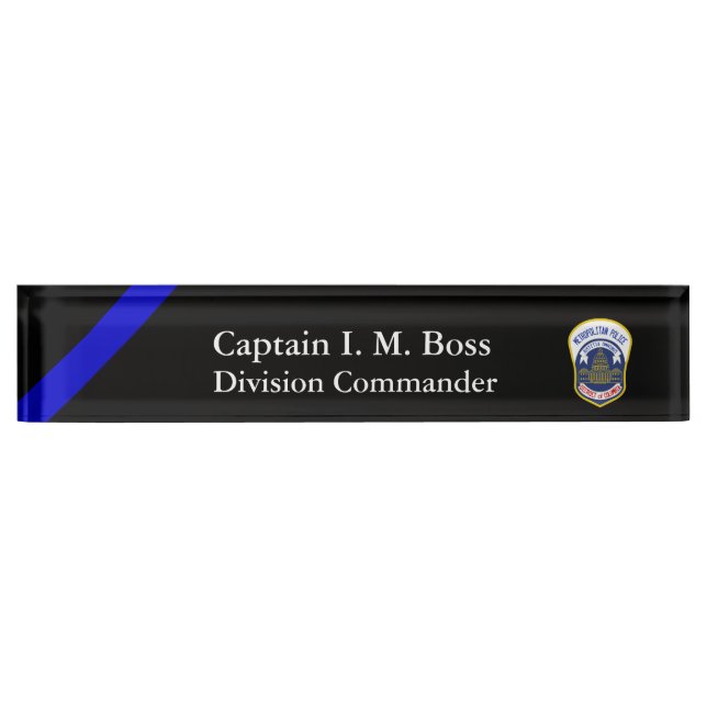 Thin Blue Line - DC Metro Patch Desk Name Plate (Front)