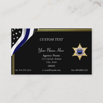 Thin Blue Line Deputy Badge Business Card by DimeStore at Zazzle