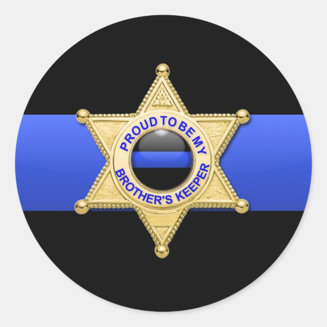 Thin Blue Line Deputy Badge Classic Round Sticker (Front)