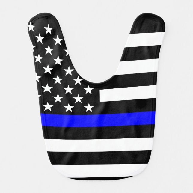 Thin Blue Line Display Decor Baby Bib (Front)