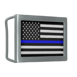 Thin Blue Line Display Decor Rectangular Belt Buckle