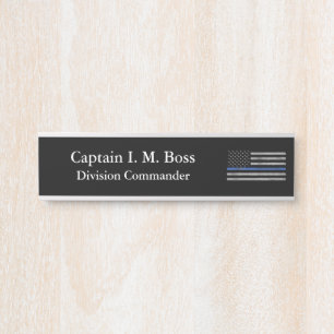 Thin Blue Line - Distressed Tattered Flag Door Sig Door Sign