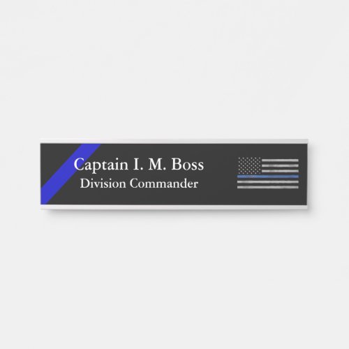Thin Blue Line _ Distressed Tattered Flag Door Sign