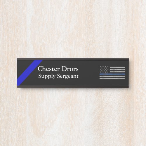 Thin Blue Line _ Distressed Tattered Flag  Door Sign