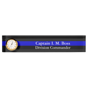 Thin Blue Line - Distressed Tattered Flag Nameplat Desk Name Plate