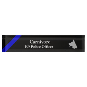 Thin Blue Line - Distressed Tattered Flag Nameplat Desk Name Plate