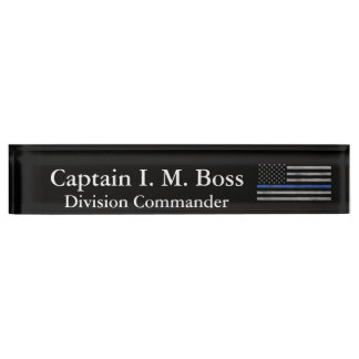 Thin Blue Line - Distressed Tattered Flag Nameplate