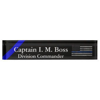 Thin Blue Line - Distressed Tattered Flag Nameplate