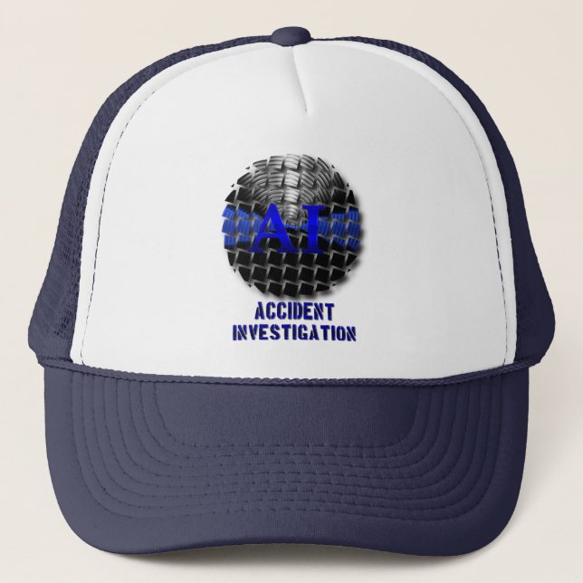 Thin Blue Line Div Symbol - Accident Investigatiom Trucker Hat (Front)