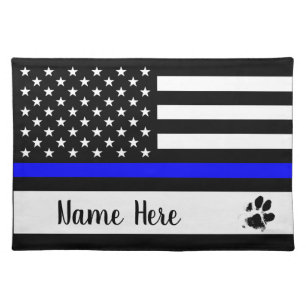 Thin Blue Line Dog Placemat - Police Officer