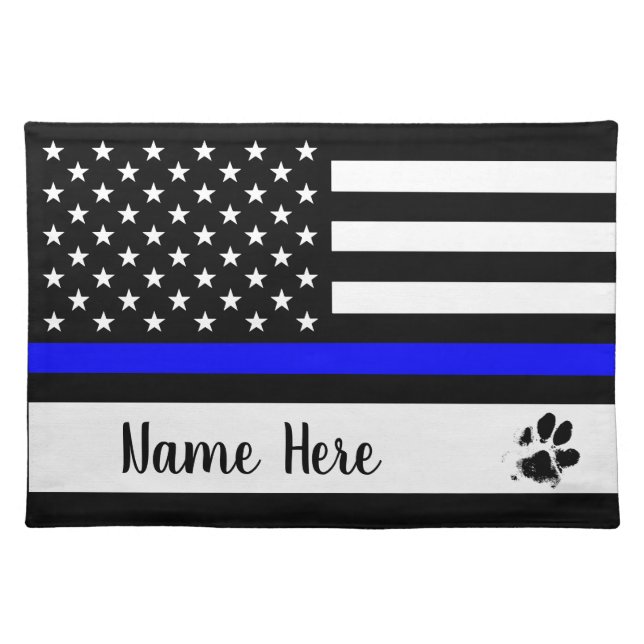 Thin Blue Line Dog Placemat - Police Officer (Front)