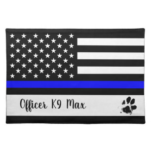 Thin Blue Line Dog Placemat - Police Officer
