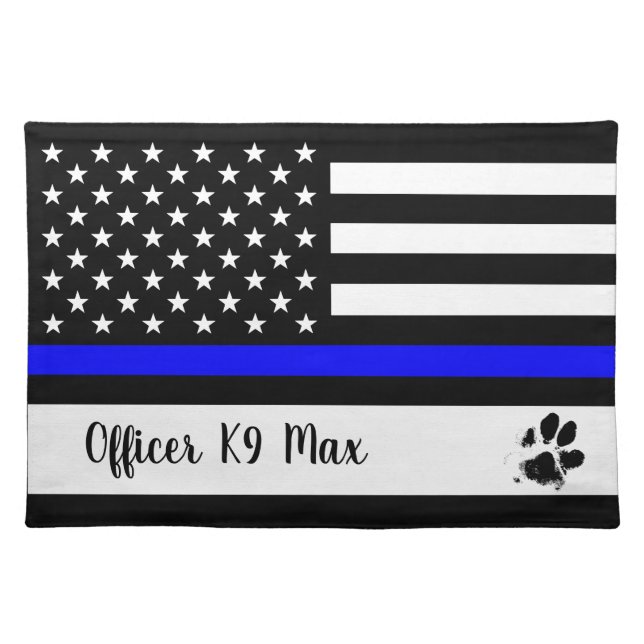 Thin Blue Line Dog Placemat - Police Officer (Front)