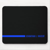 Thin Blue Line Ending with a Custom Name Mouse Pad