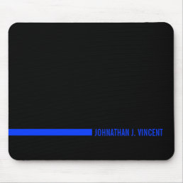 Thin Blue Line Ending with a Custom Name Mouse Pad
