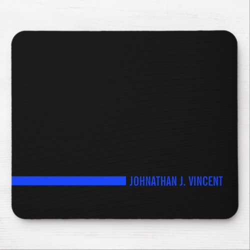 Thin Blue Line Ending with a Custom Name Mouse Pad