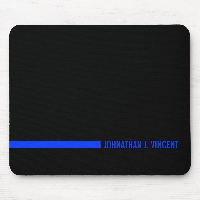 Thin Blue Line Ending with a Custom Name Mouse Pad (Front)
