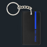 Thin Blue Line Ending With a Custom Text or Name Keychain<br><div class="desc">A creative police "thin blue line " keychain featuring a spot for her name running along the line on the front. On the reverse side is the plain line running along the center of the keychain.</div>