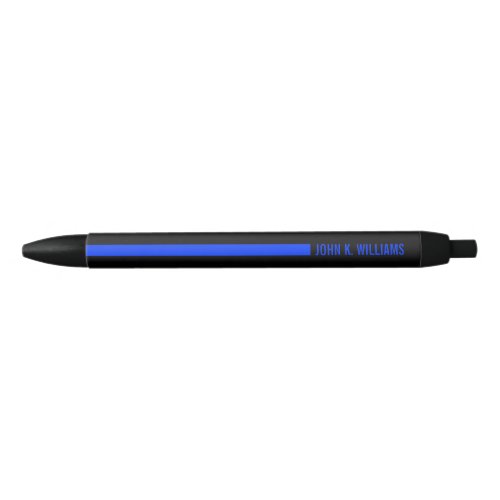 Thin Blue Line Ending With Custom Name or Text Blue Ink Pen