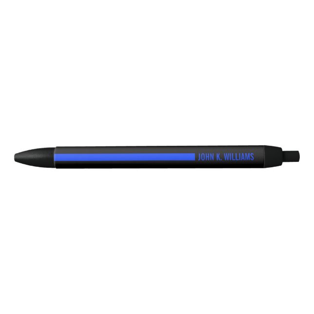 Thin Blue Line Ending With Custom Name or Text Blue Ink Pen (Front)
