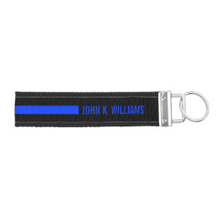 Thin Blue Line Bar Key Chain, Police Husband Blue Line Key Chain