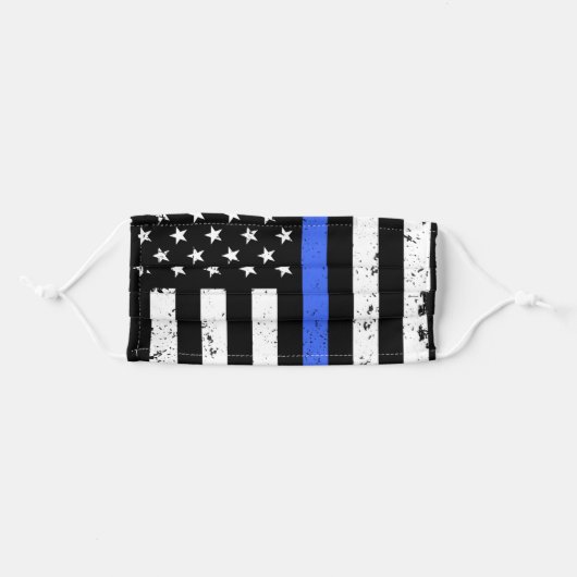 Thin Blue Line Face Mask, American Flag Mask (Front, Folded)