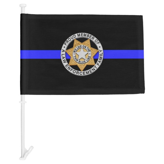 Thin Blue Line Family Badge Car Flag (Front)
