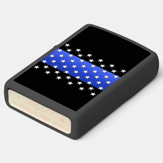 Thin Blue Line Field of Stars Zippo Lighter (Angled)