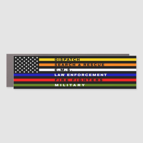 Thin Blue Line Fire EMS Dispatch Veterans Flag Car Magnet