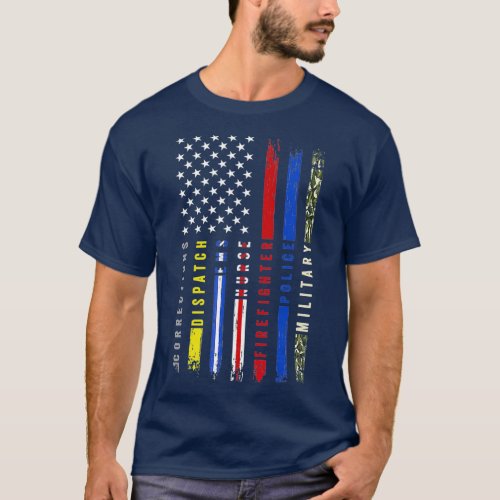 Thin Blue Line First Responders Hero Flag USA T_Shirt