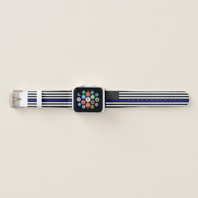 Thin Blue Line Flag Apple Watch Band (Front)