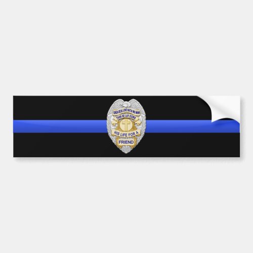 Thin Blue Line Flag  Badge Bumper Sticker